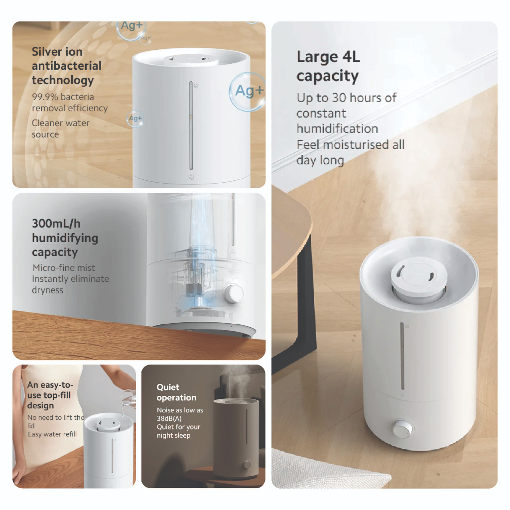 Xiaomi Humidifier 2 Lite with silver ion antibacterial water tank for healthy indoor air