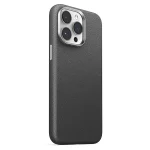 JOYROOM JR-BP007 Litchi Pattern Series for iPhone 15 Pro Max Magnetic Phone Case Genuine Cow Leather Coated PC+TPU Shockproof Cover - Grey