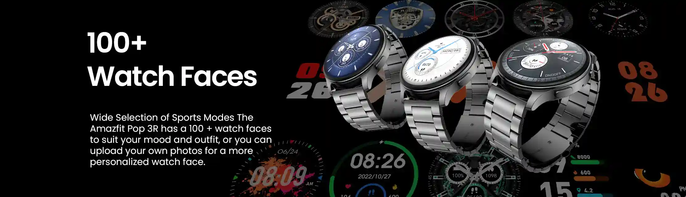 Amazfit Pop 3R: IP68 water-resistant smartwatch with long battery life.