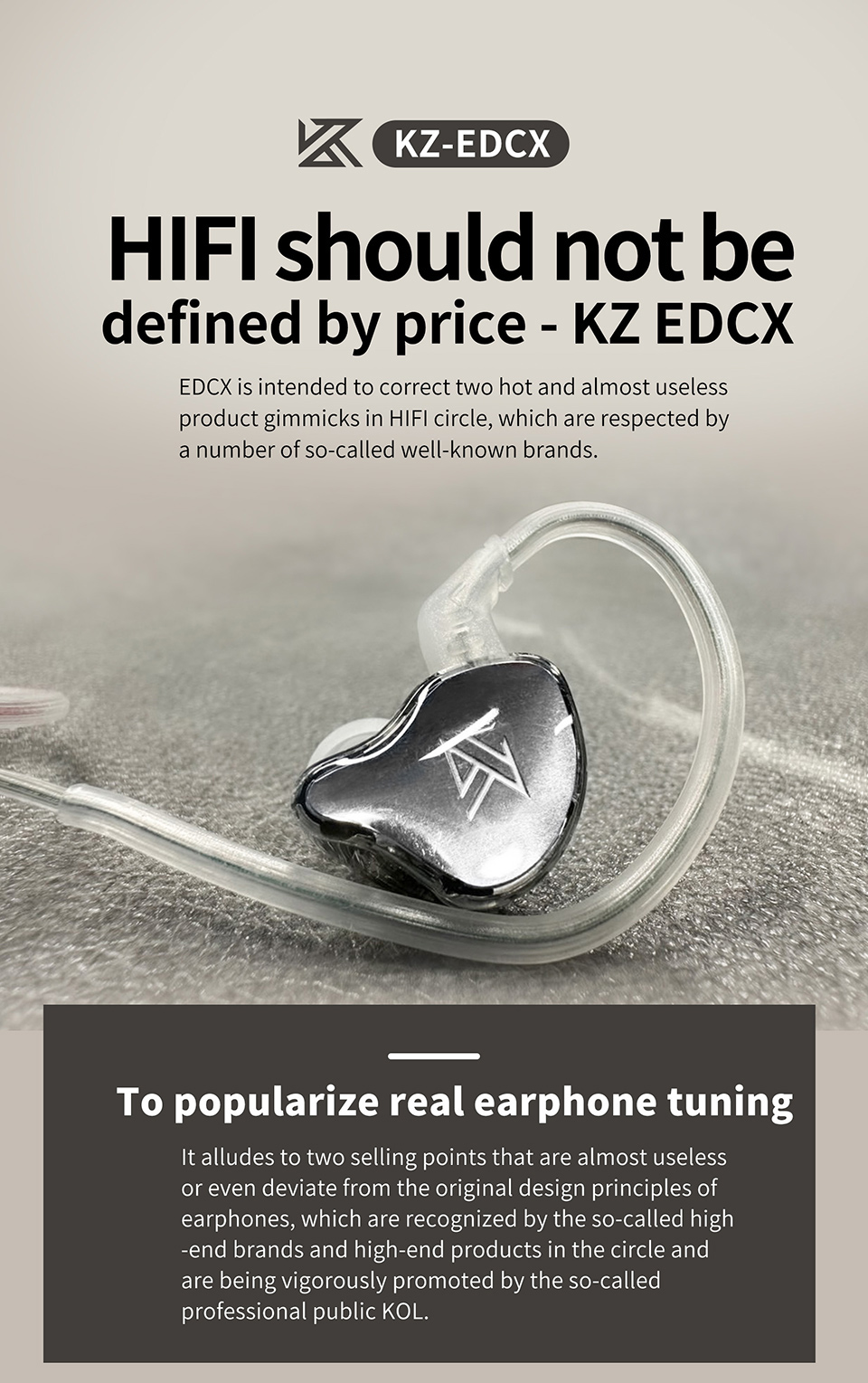 KZ EDCX Dynamic Driver Hi-Fi Earphone