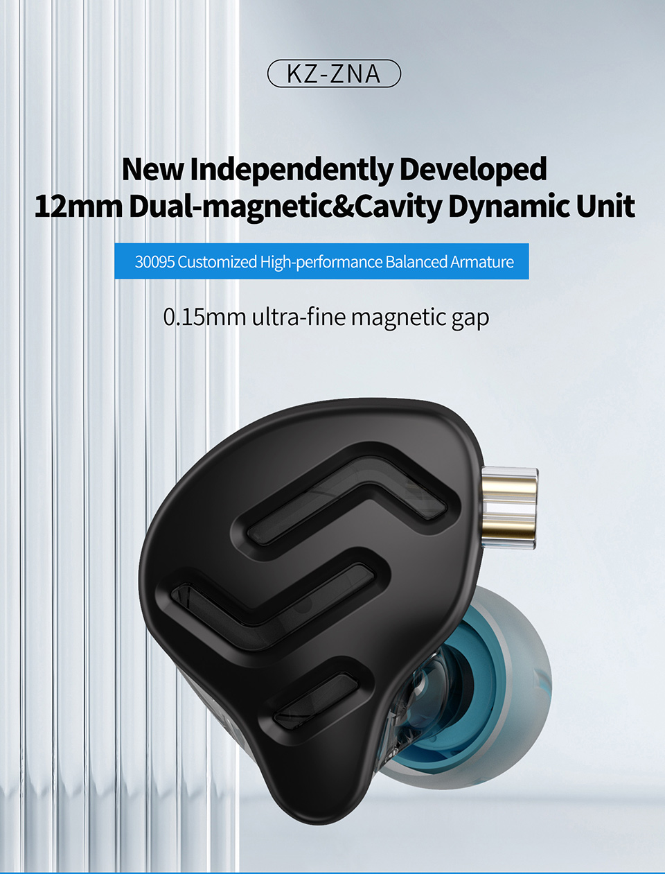 KZ ZNA 12mm Dual-Magnetic & Cavity Dynamic Unit
