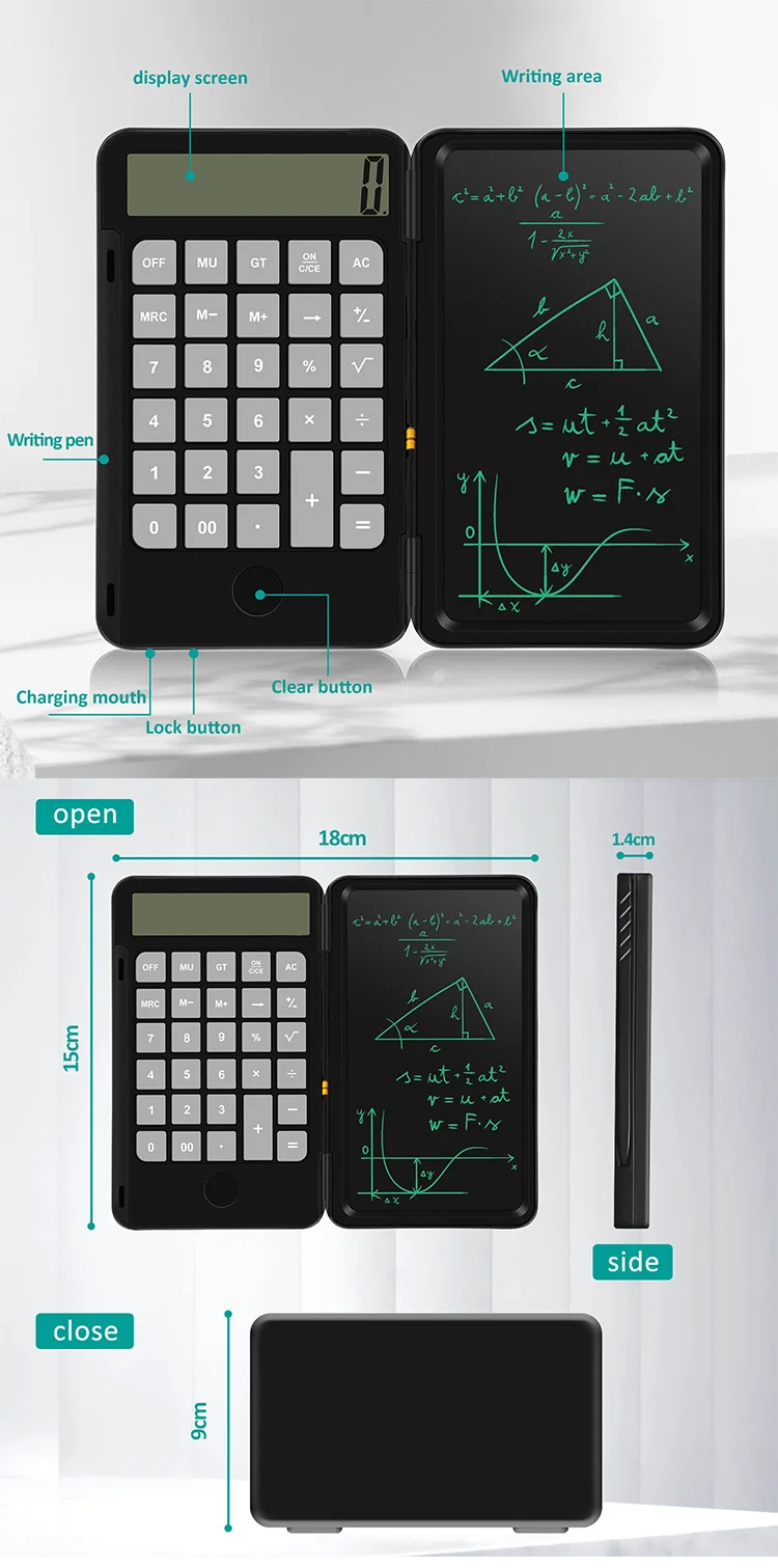 Calculator with NotePad Writing Table 6.5 Inch