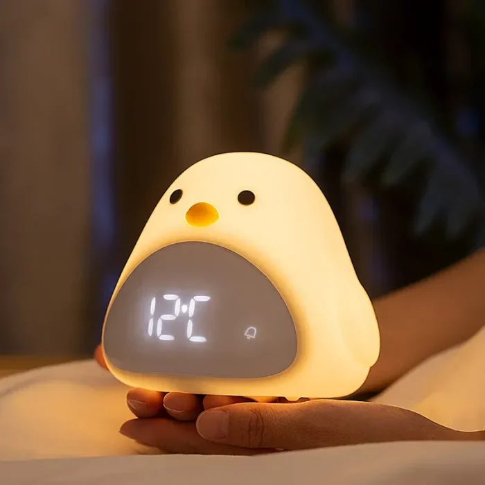 Creative Night Light Bird Pattern Mini LED Touch Alarm Clock with USB for Bedroom