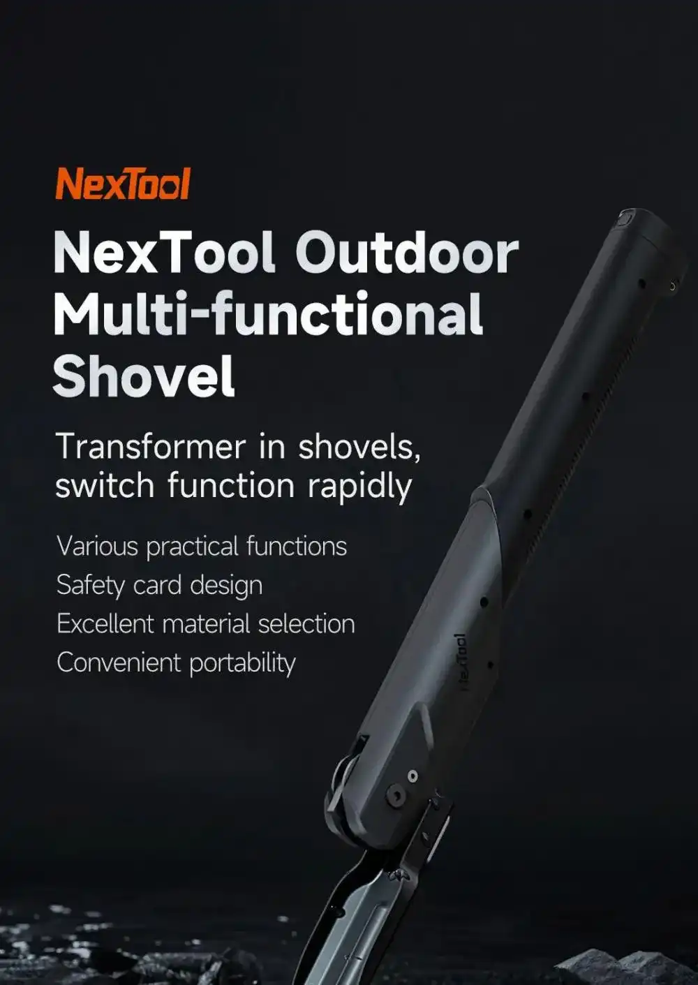 NexTool Outdoor Multi-Functional Shovel 7-in-1 folding camping survival tool
