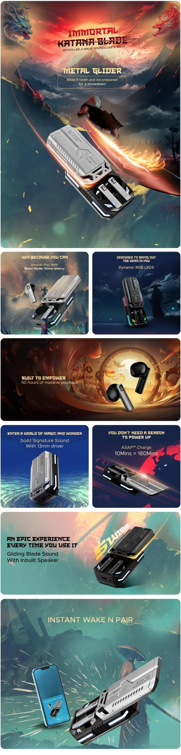 boAt Immortal Katana Blade Gaming Wireless Earbuds