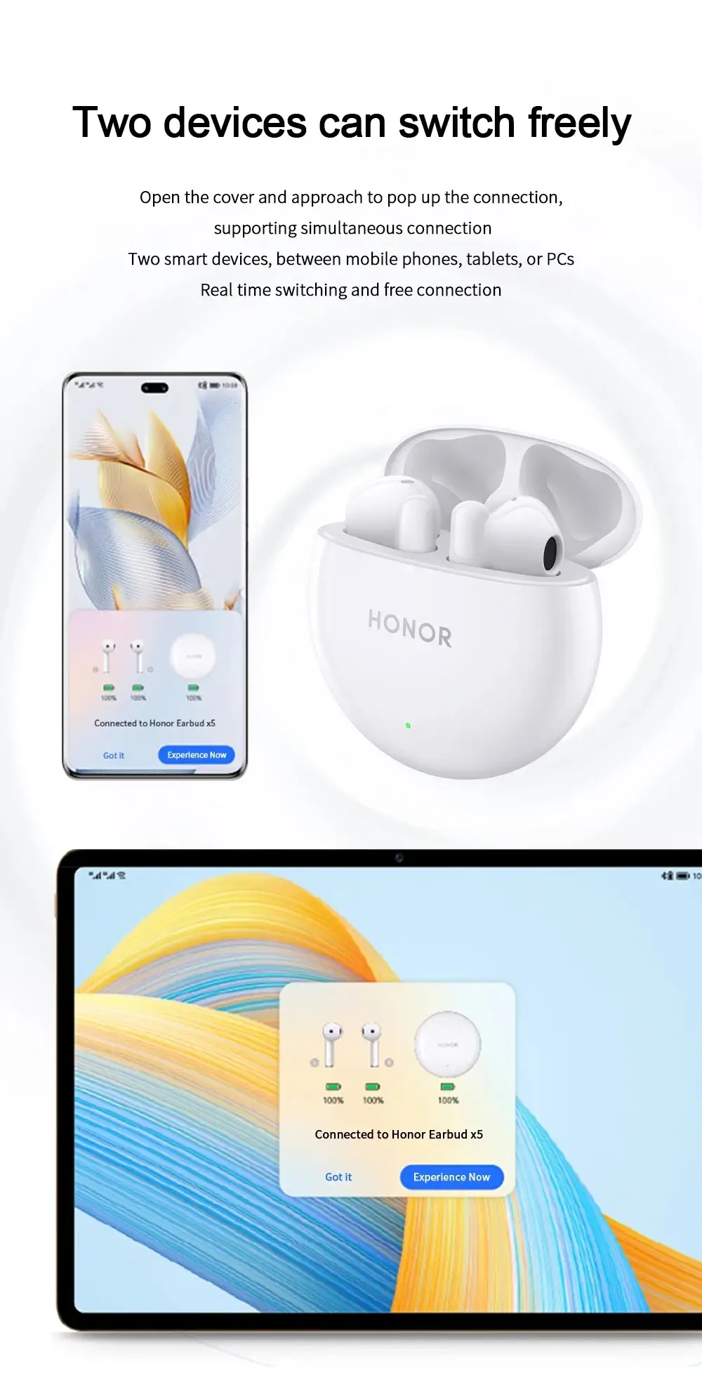 Honor Choice X5 ANC Earbuds Dual Device Connection