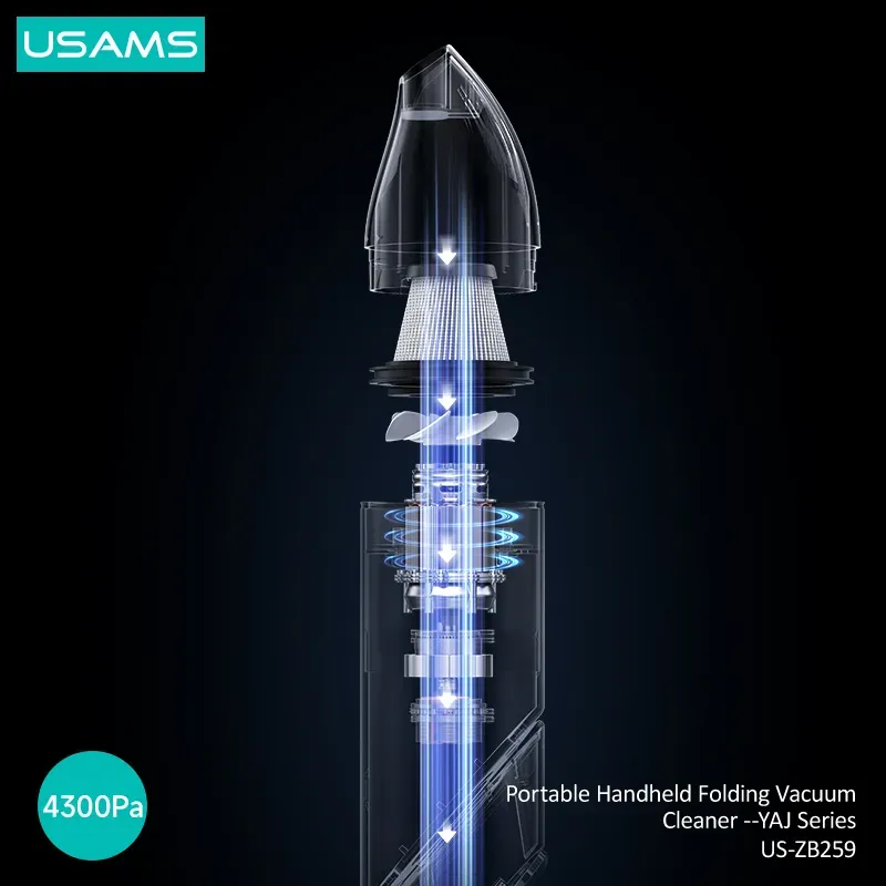 USAMS ZB259 Portable 55W Mini Cordless Car Vacuum Cleaner