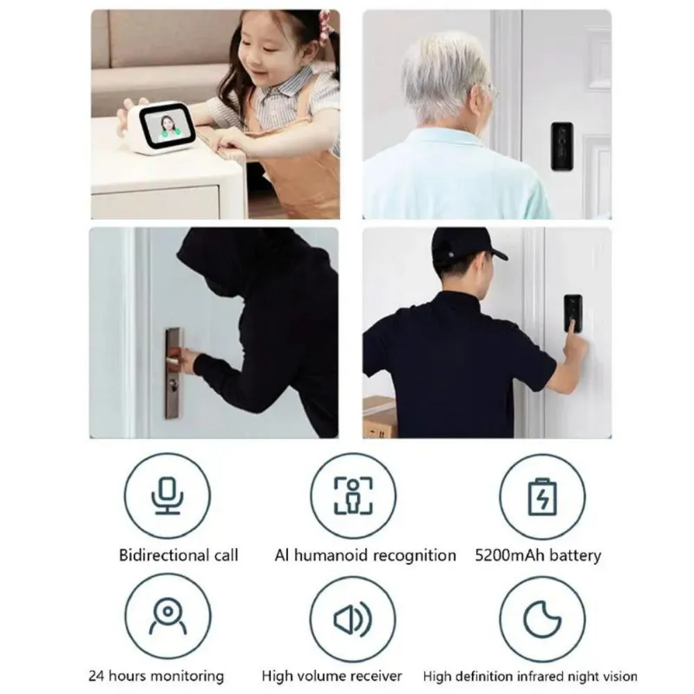 Xiaomi MJML05-FJ Smart Doorbell 3 2K Clarity 5200mAh Battery