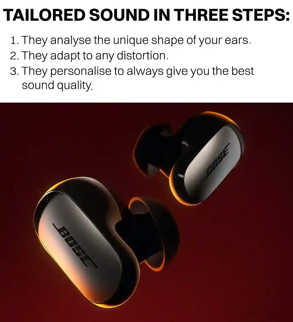 Ergonomic Bose QuietComfort Ultra earbuds with secure fit
