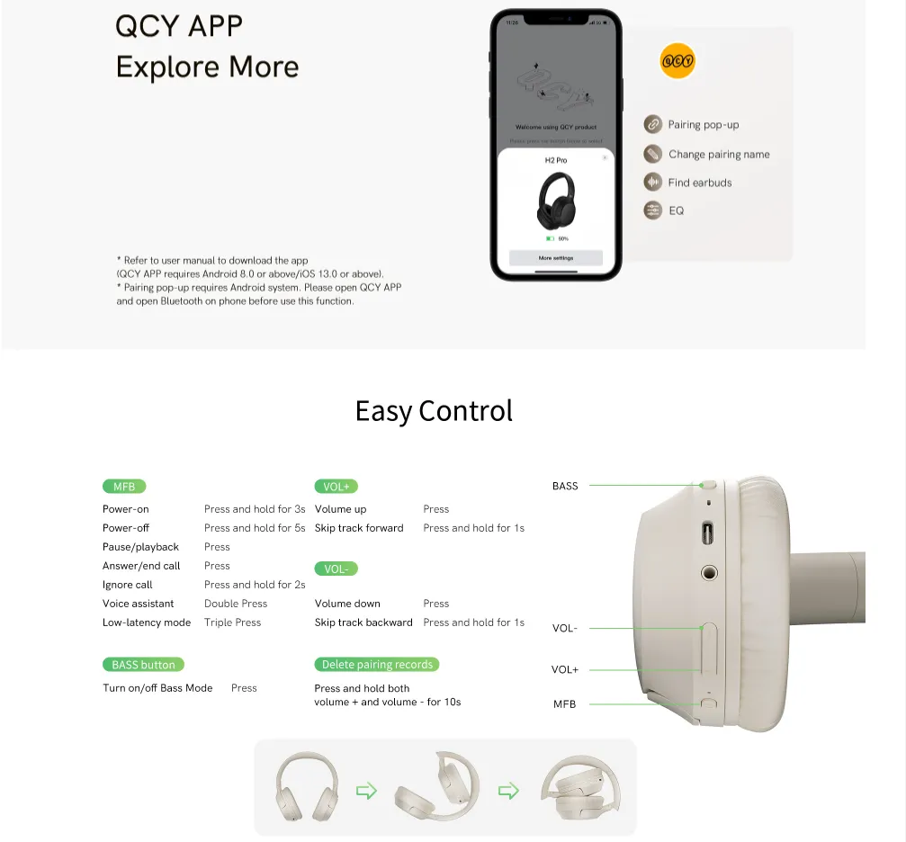 QCY H2 Pro 43dB hybrid ANC Earphone With Bass Mode