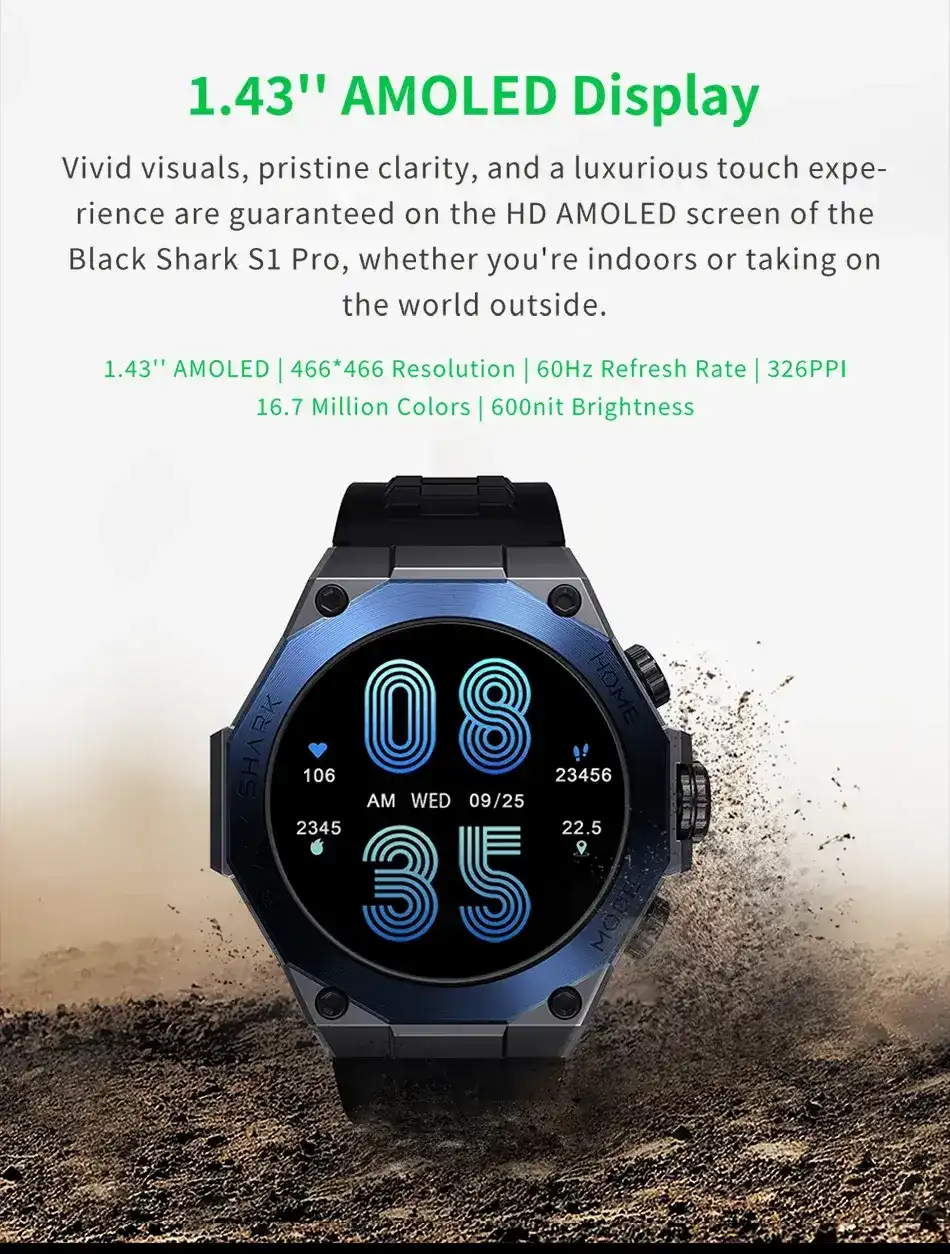 Black Shark S1 Pro Smart watch 1.43 AMOLED Wireless Charging