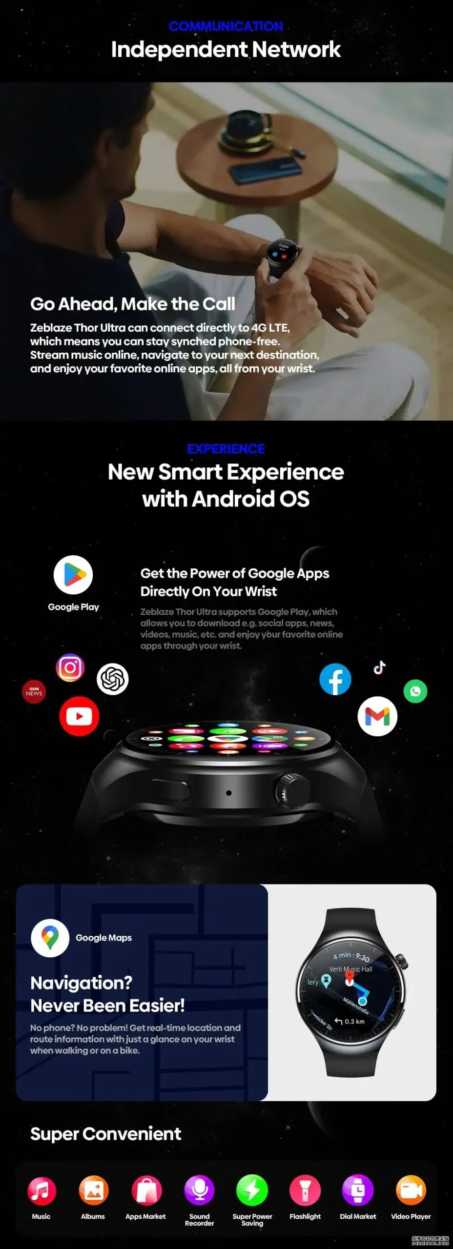 Zeblaze Thor Ultra AMOLED 4G Android Smart Watch