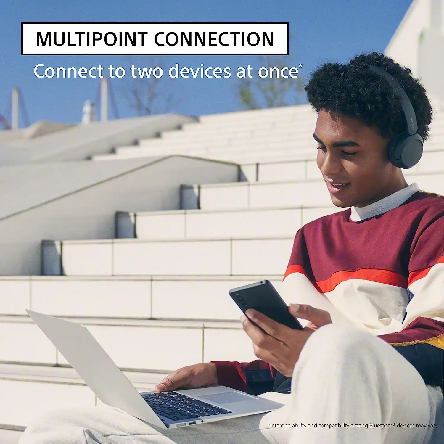 Sony WH-CH520 multipoint connection connect to two devices at onece