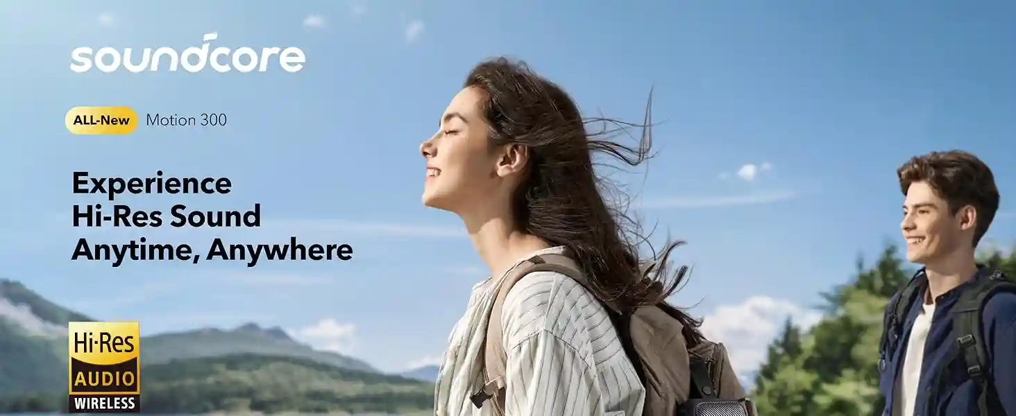 Anker Soundcore Motion 300 portable speaker with Hi-Res Audio and LDAC technology.