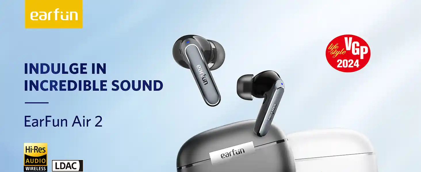 EarFun Air 2 Best Budget Hi-Res Audio Wireless Earbuds