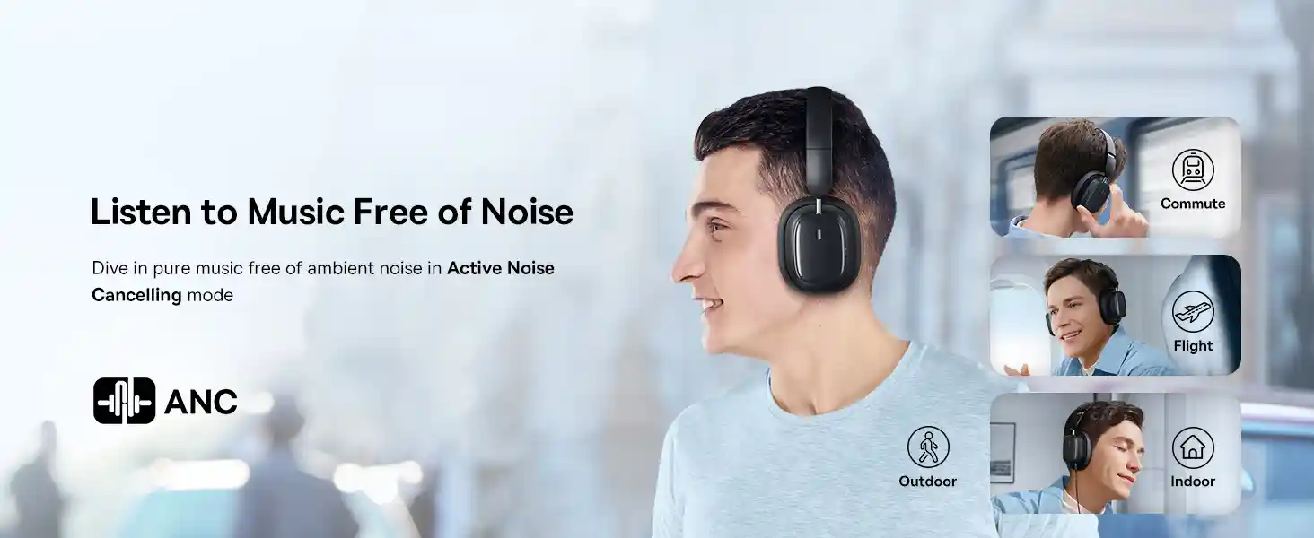 Baseus Bowie H1i Wireless Headphones 100H Playtime ANC Headset