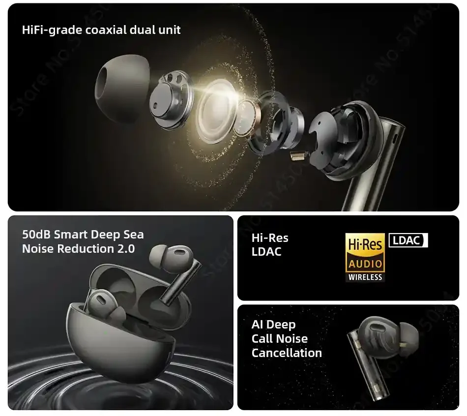 Realme Buds Air 6 Pro Earbuds 50dB ANC LDAC HiRes 3D Audio Sound