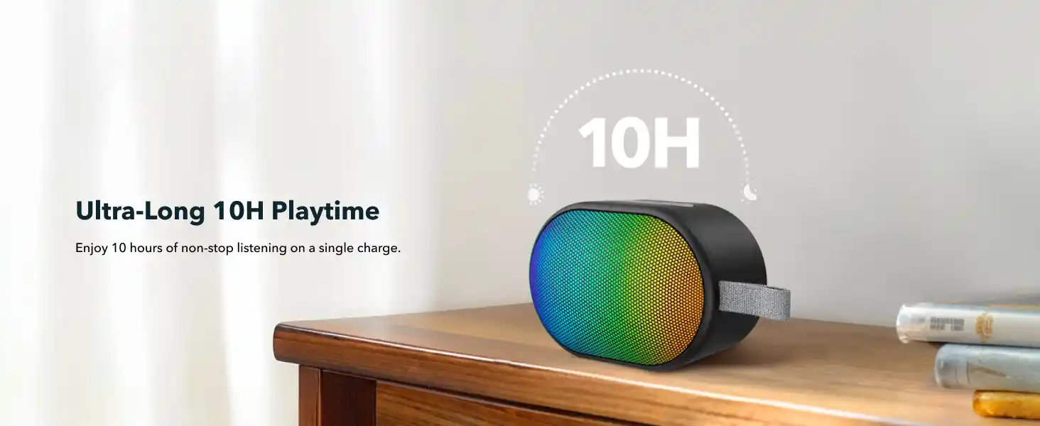 The Pyro Mini features 12 preset light effects that synchronize with the beat of your music, creating an impressive audio-visual experience. Customize the light show to match your mood and take your listening experience to the next level with vivid LEDs that phase, pulse, and shine along with the rhythm of your music.
