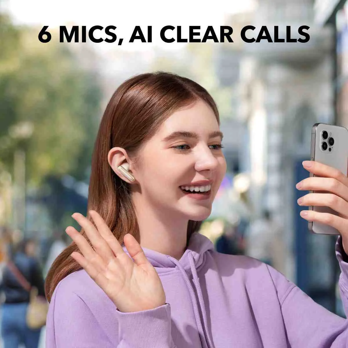 The Anker soundcore P40i features six microphones with an AI algorithm that effectively filters out ambient noise and transmits your voice with clarity.