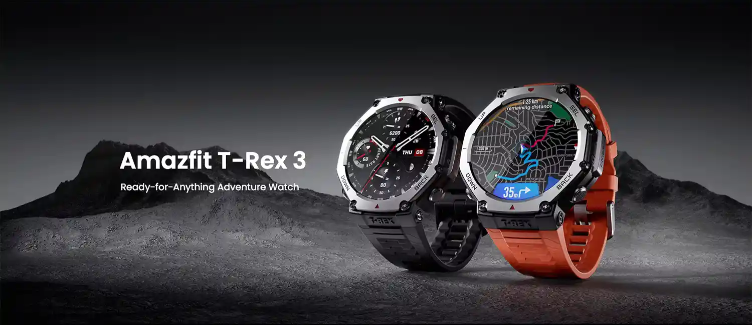 Discover the Amazfit T-Rex 3 Smart Watch – rugged design, 1.5" AMOLED, GPS, AI voice control. 