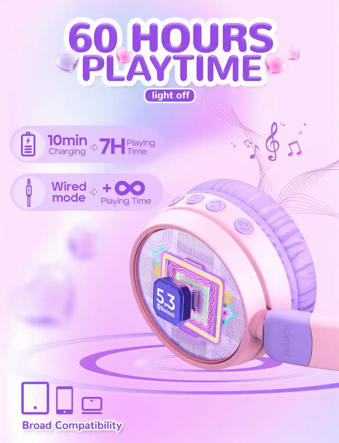 iClever BTH21 Meow Cookies Bluetooth Headphone 4