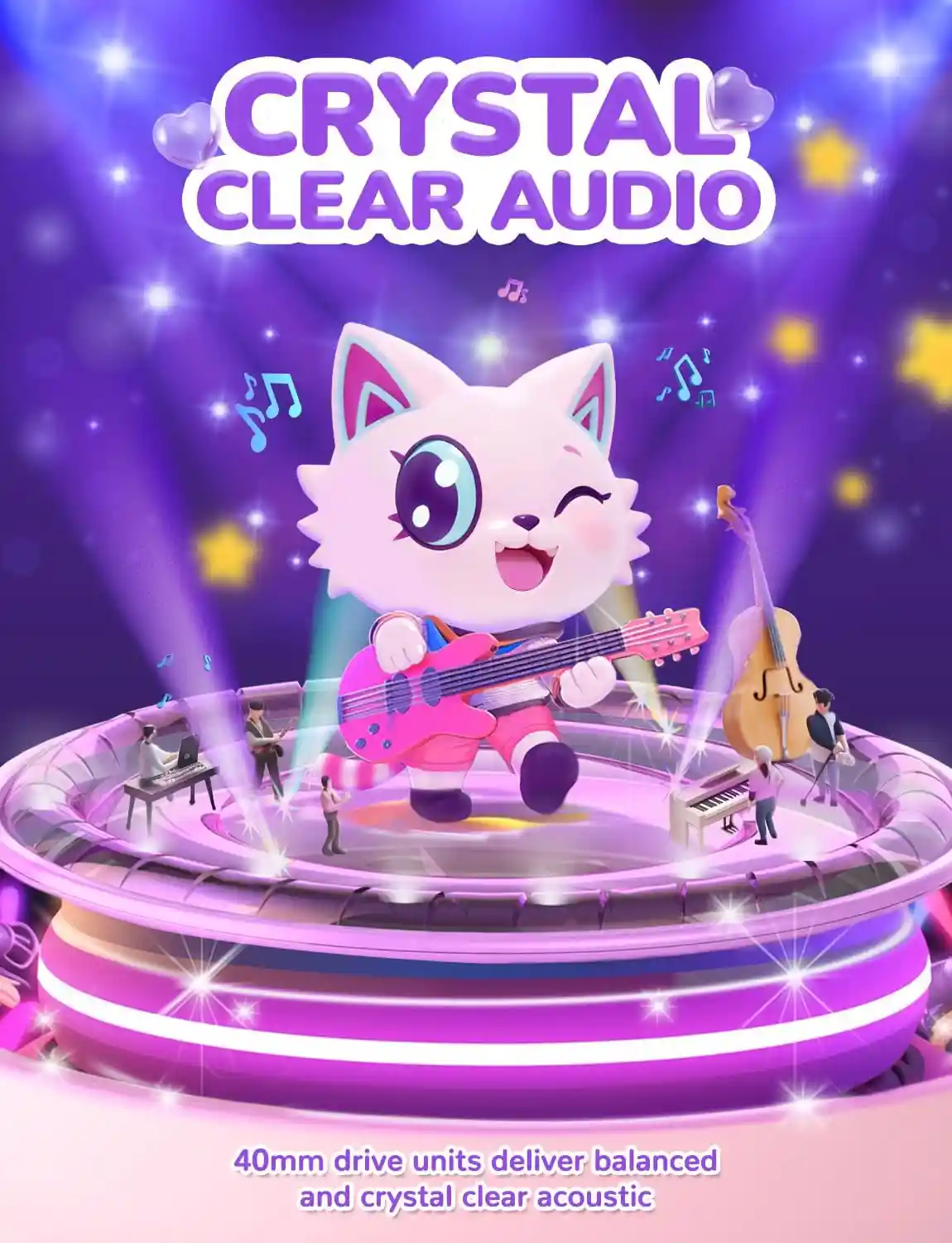 iClever BTH21 Meow Cookies Bluetooth Headphone 6