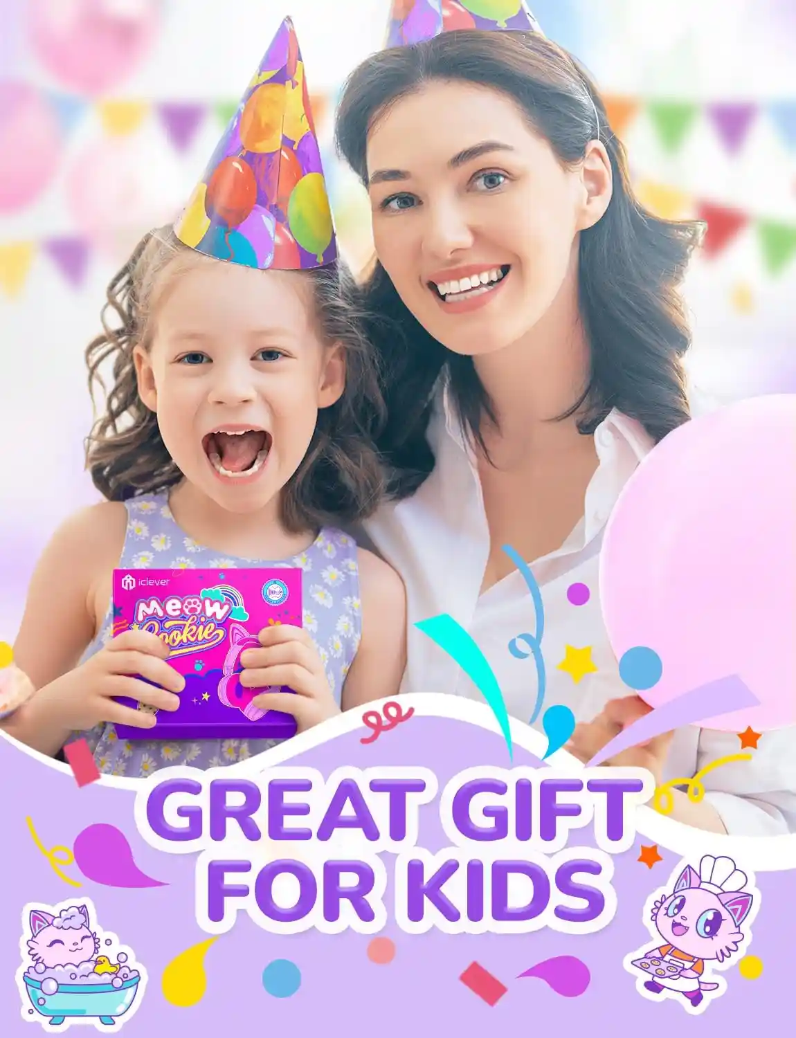 iClever BTH21 Meow Cookies Bluetooth Headphone 7