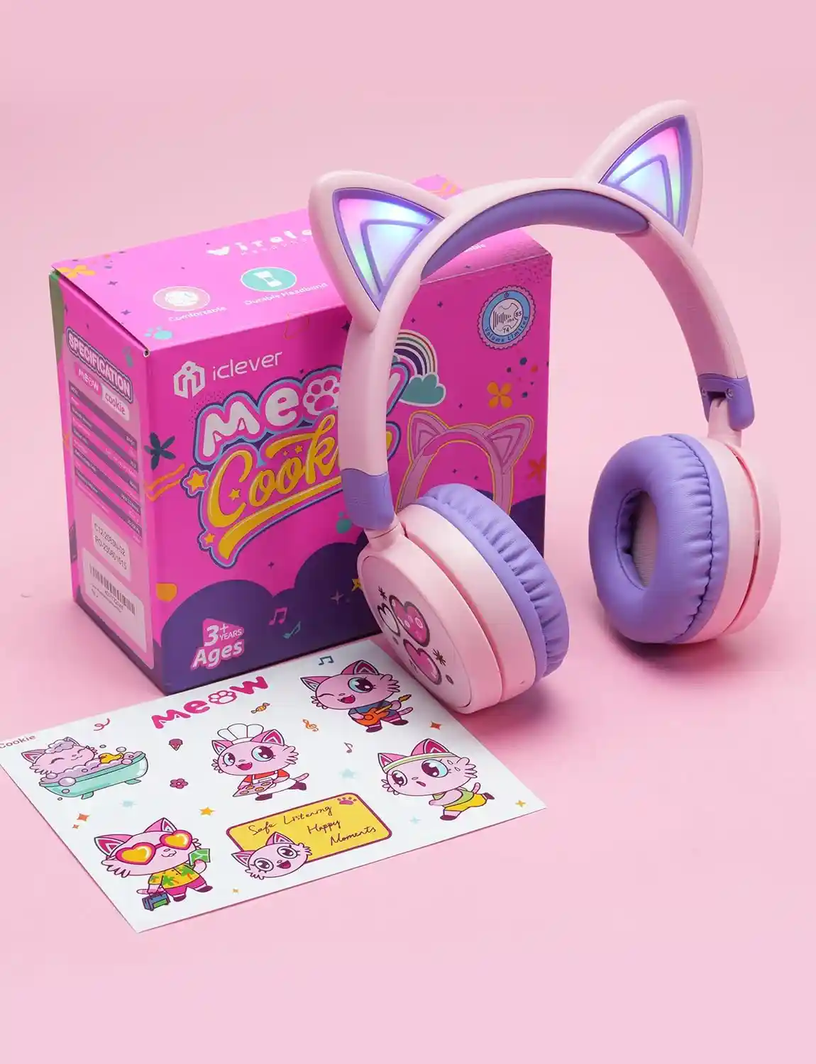 iClever BTH21 Meow Cookies Bluetooth Headphone 8