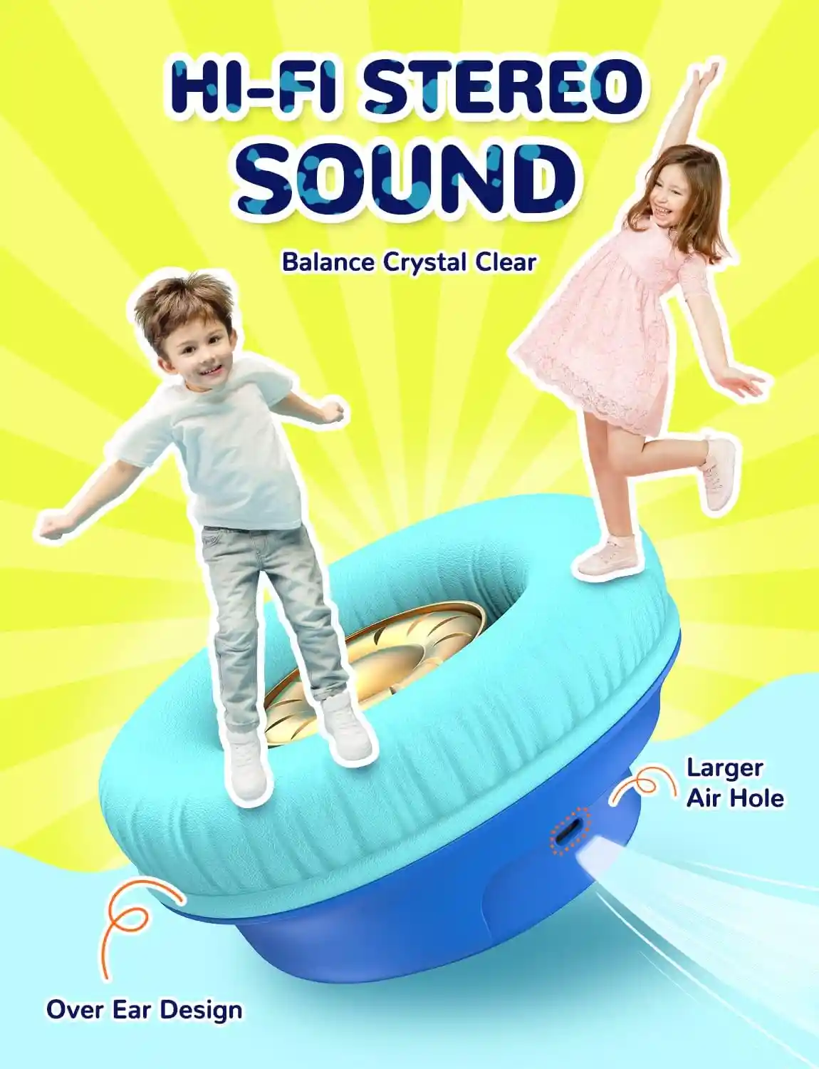 iclever bth18 kids bluetooth headphones with led lights 43h playtime 3