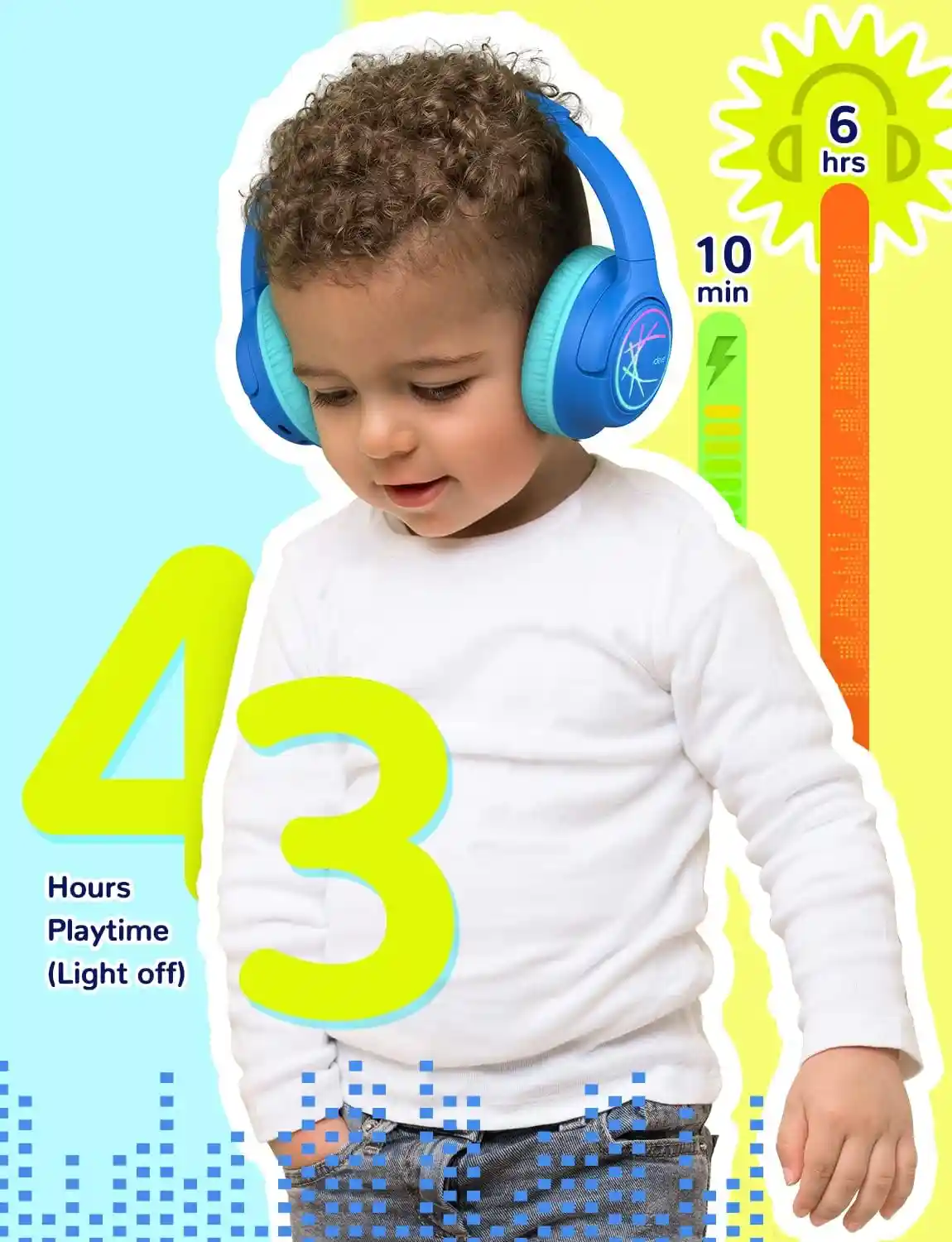 iclever bth18 kids bluetooth headphones with led lights 43h playtime 4