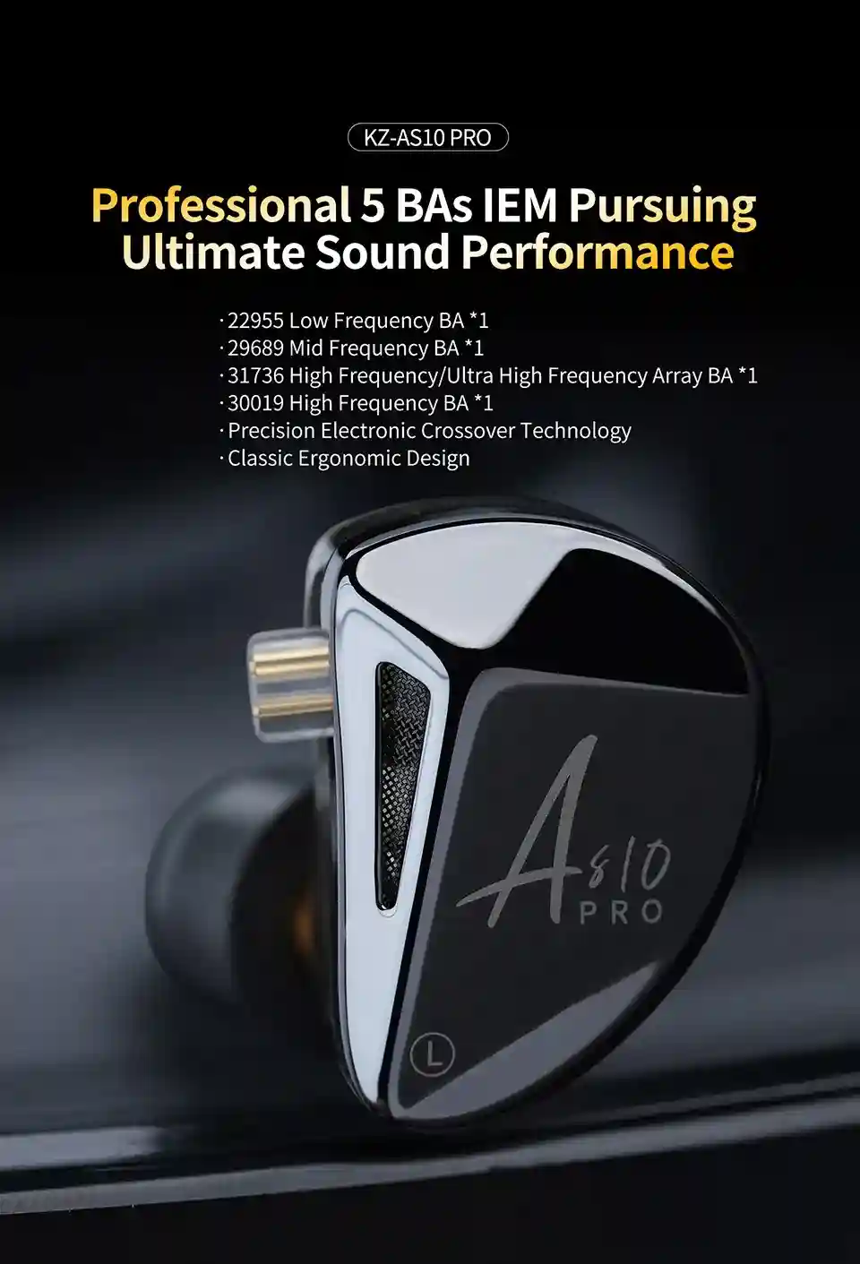 KZ AS10 PRO Professional 5 BAs IEM Pursuing Ultimate Sound Performance