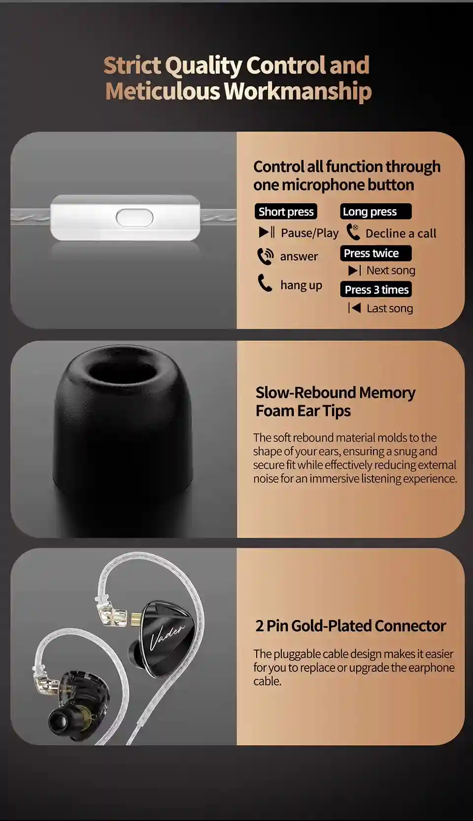 KZ Vader Triple Driver Dynamic Earphones