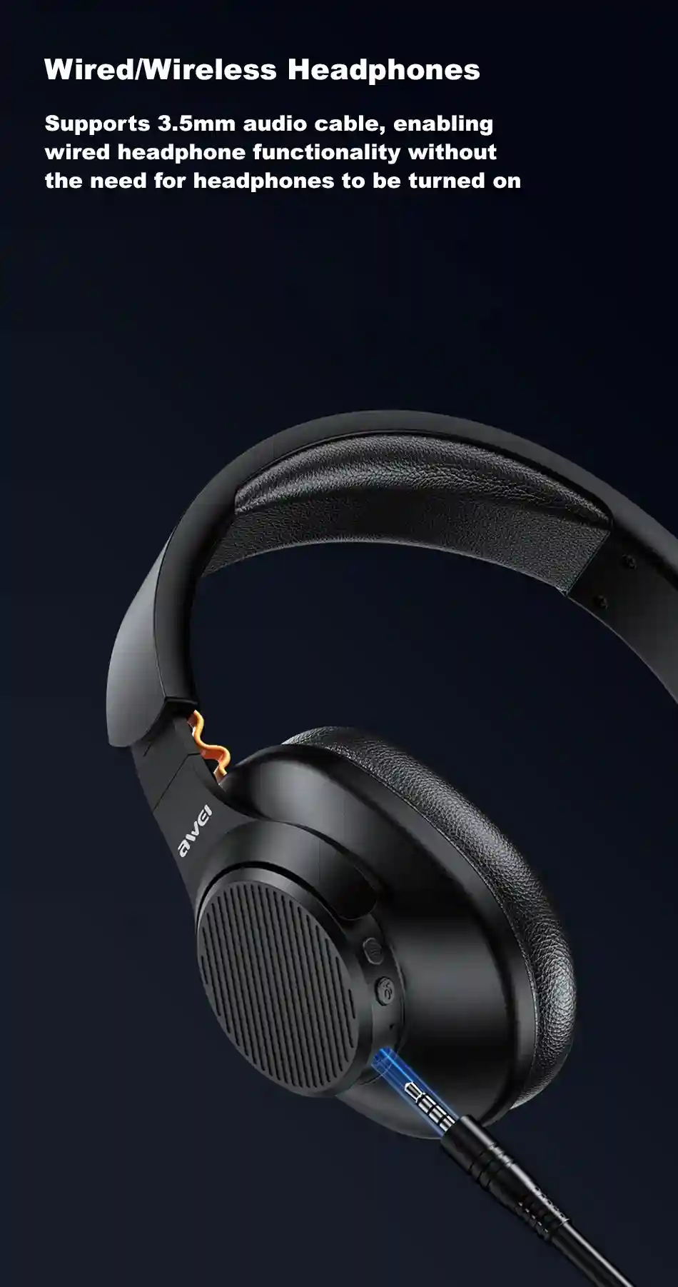 300mAh battery capacity of Awei A997BL headphones for 15 hours playback