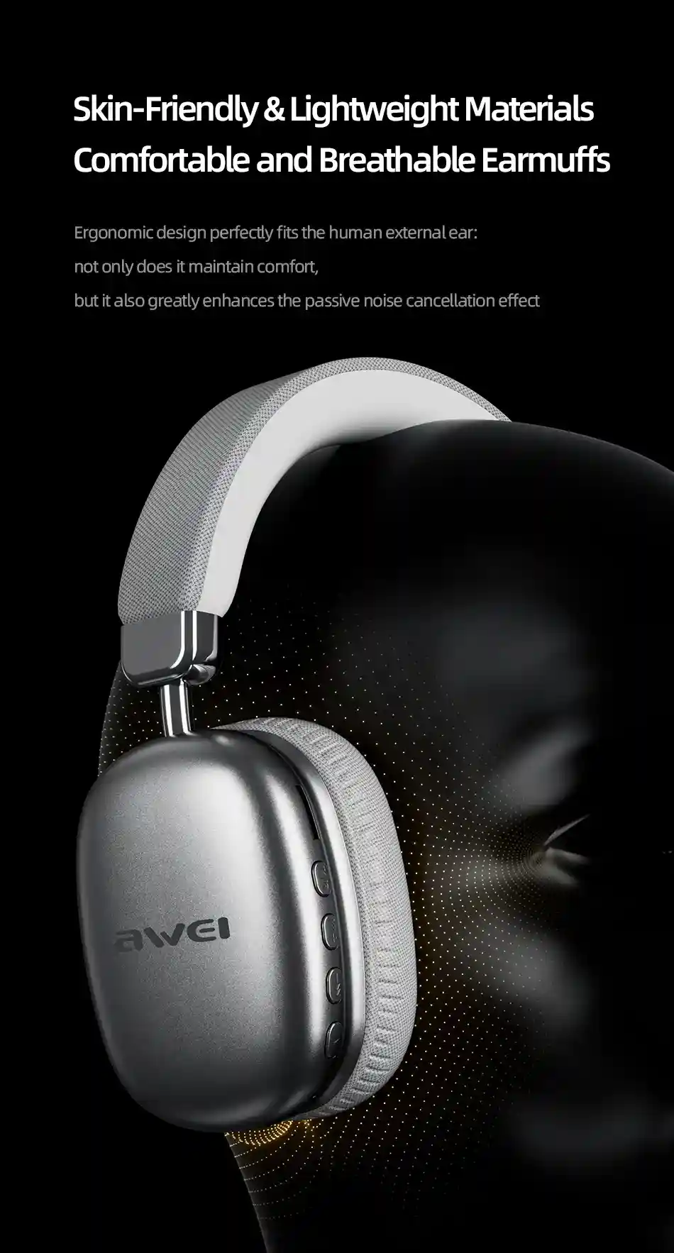Awei AT7 stereo headphones for music, calls, and gaming