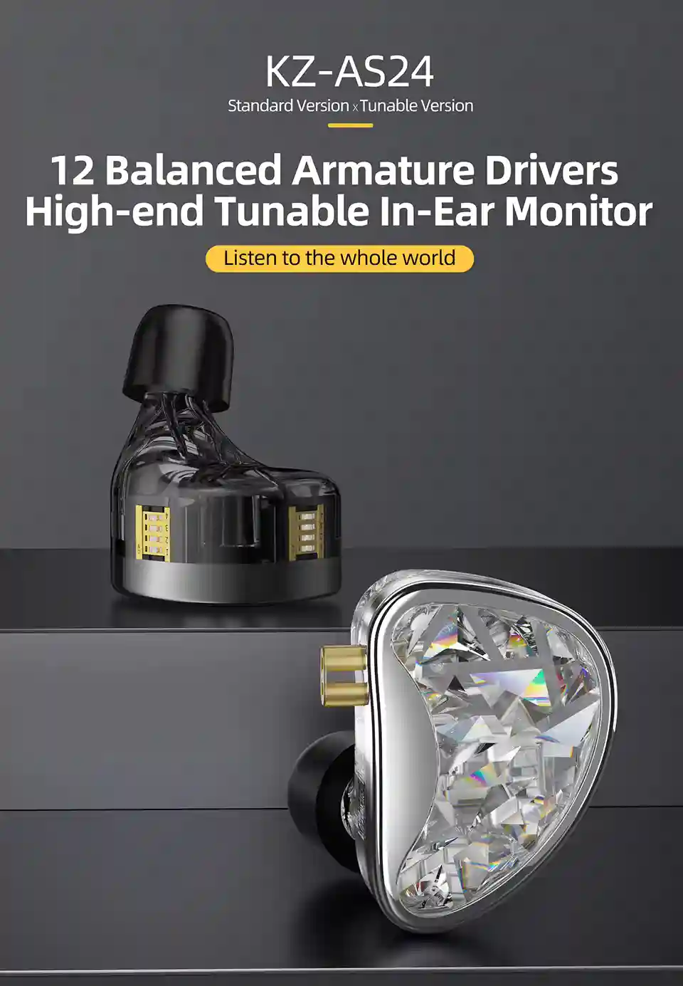 KZ AS24 in-ear monitor headphones with 12 balanced armature drivers