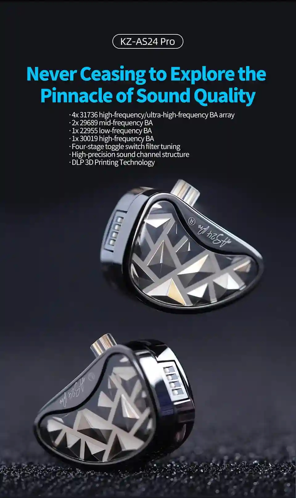 KZ AS24 Pro earphones with 24 balanced armature drivers