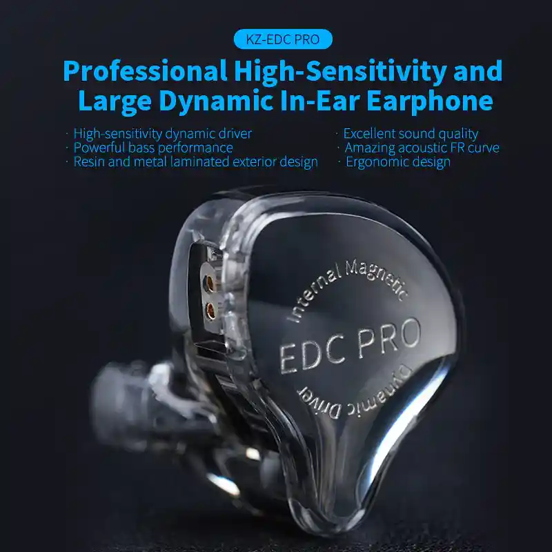 KZ EDC Pro IEM Earphone featuring high-resolution dynamic driver