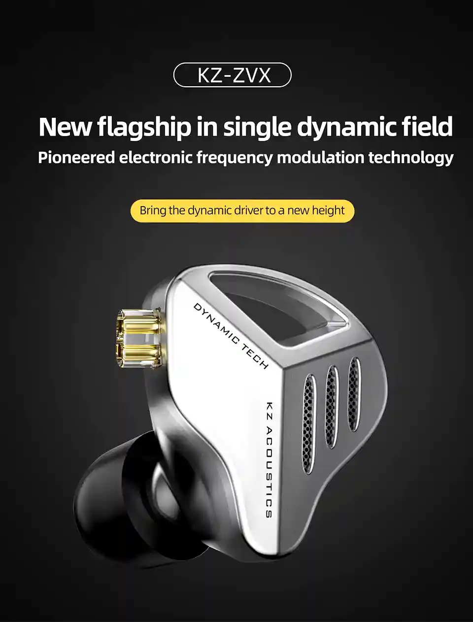KZ ZVX in-ear monitor headphones with dynamic driver technology