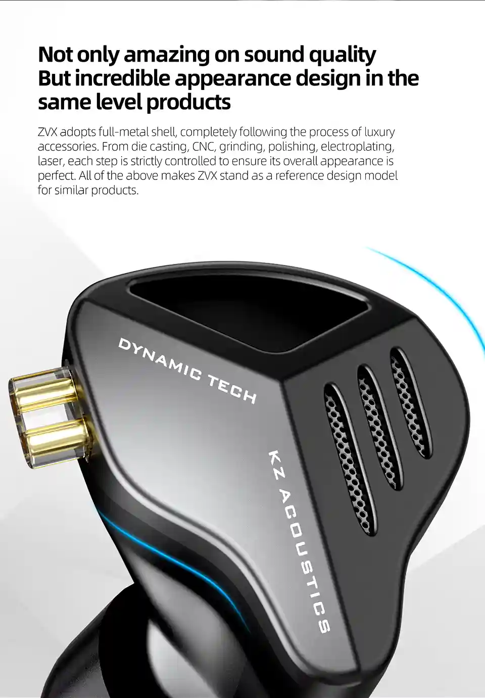 Ergonomic design of KZ ZVX for comfortable listening
