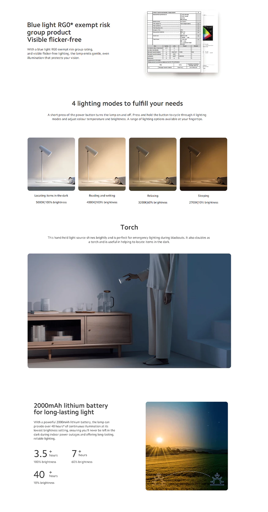 Clamp-on Xiaomi Flexible Rechargeable Lamp for desks and bedsides