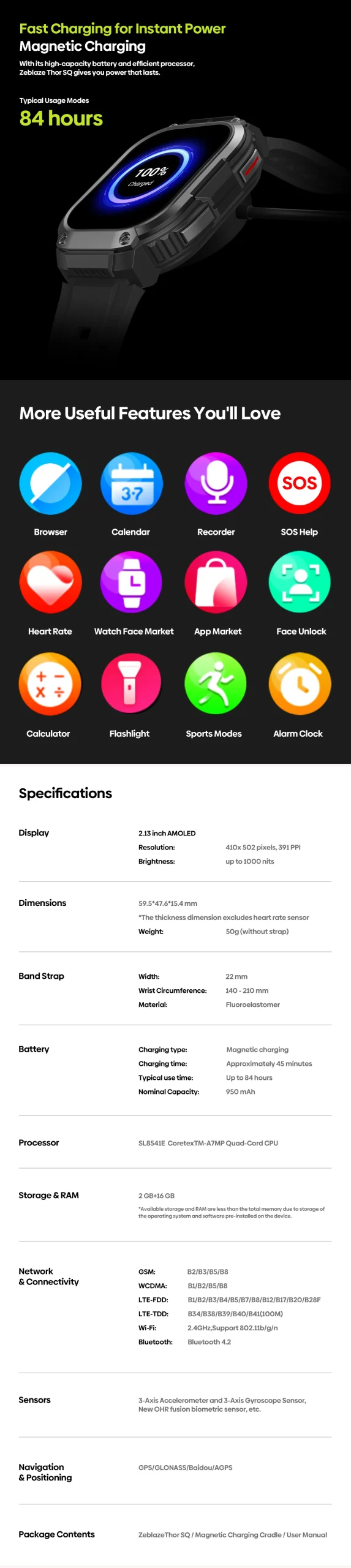 Zeblaze Thor SQ 4G Android Smart Watch (4)