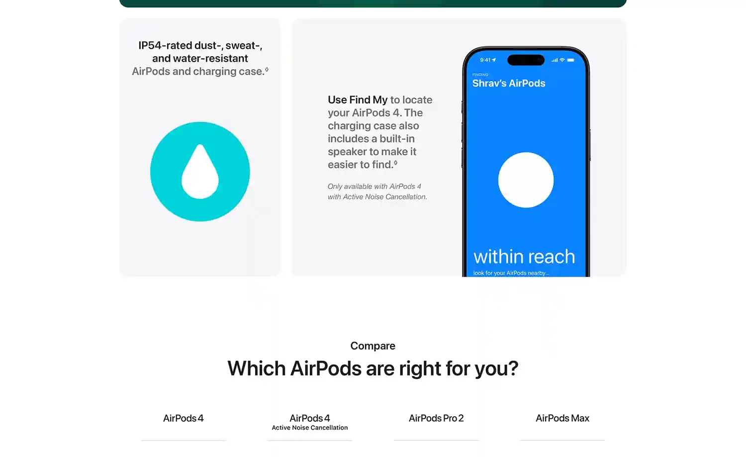 Apple AirPods 4 earbuds placed on a desk.