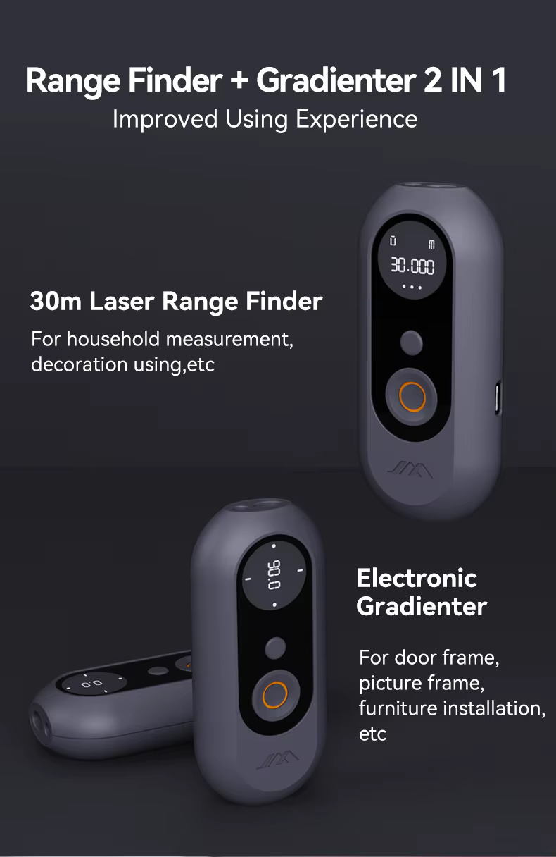 Compact and portable JIMIHOME JM-G2501 for accurate distance measurement.