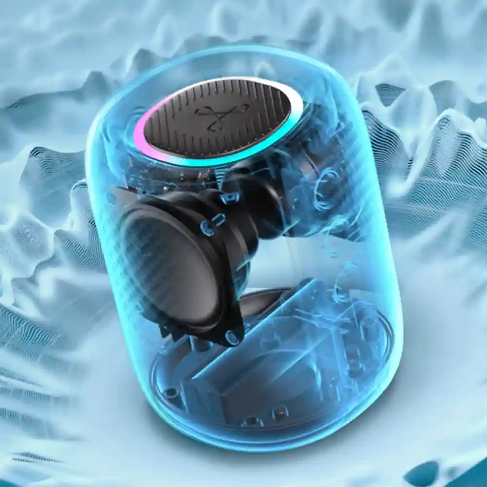 Close-up of Tribit StormBox Mini Bluetooth 5.4 connectivity