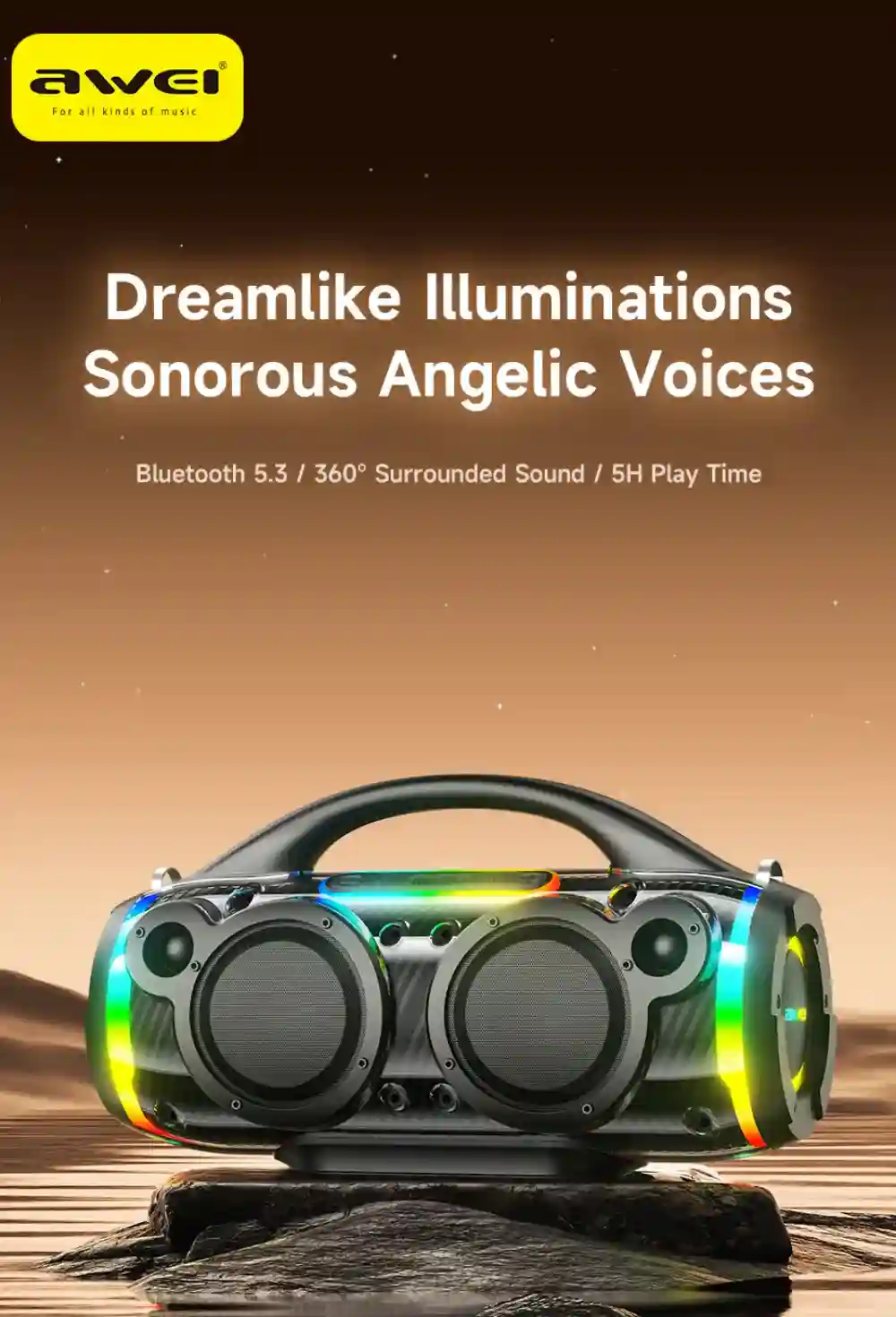 The Awei KA12 delivers rich, loud, and clear sound with 60W of power,