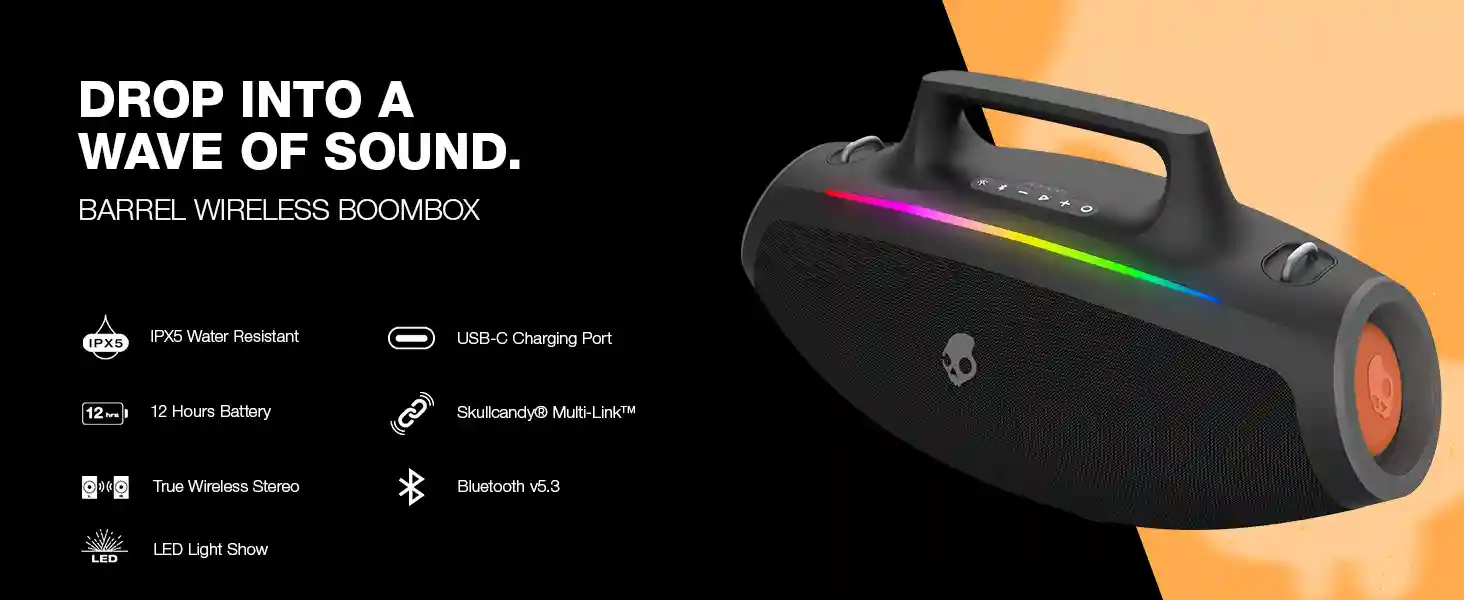 Skullcandy Barrel packaging and accessories included