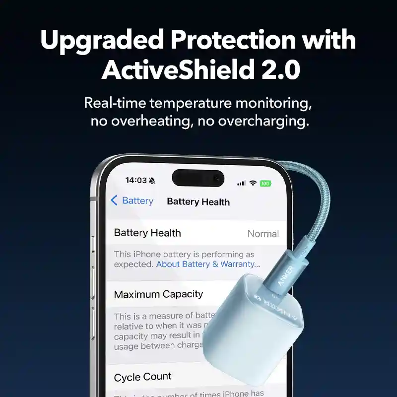 Anker Zolo 35W charger with international safety certifications.