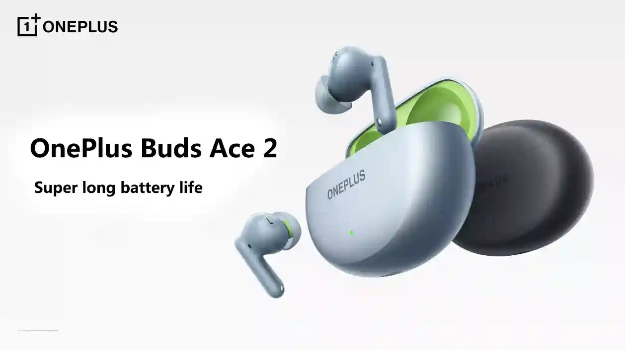 OnePlus Buds Ace 2 Wireless Earbuds with Hybrid ANC and titanium drivers.