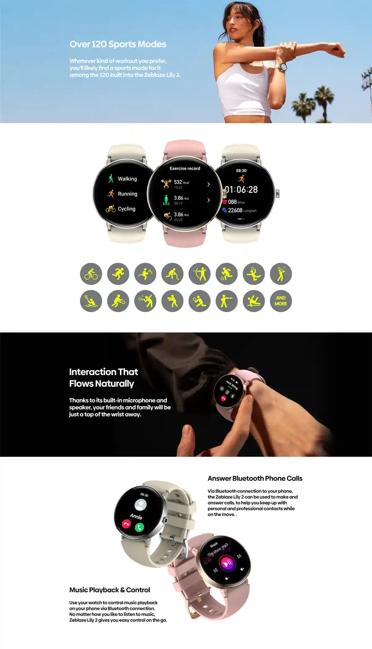 Lightweight and comfortable Zeblaze Lily 2 Smartwatch for everyday use.