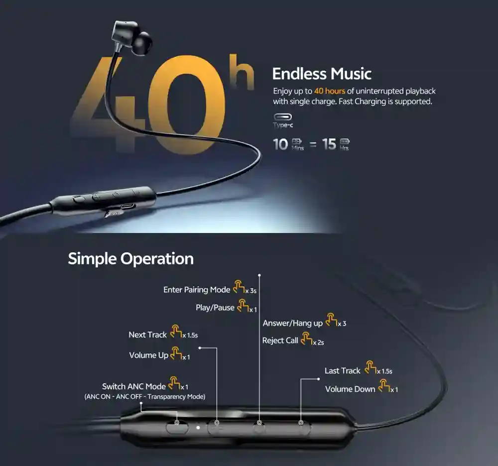 QCY BassBloom ANC N2 Bluetooth 5.3 Headphones